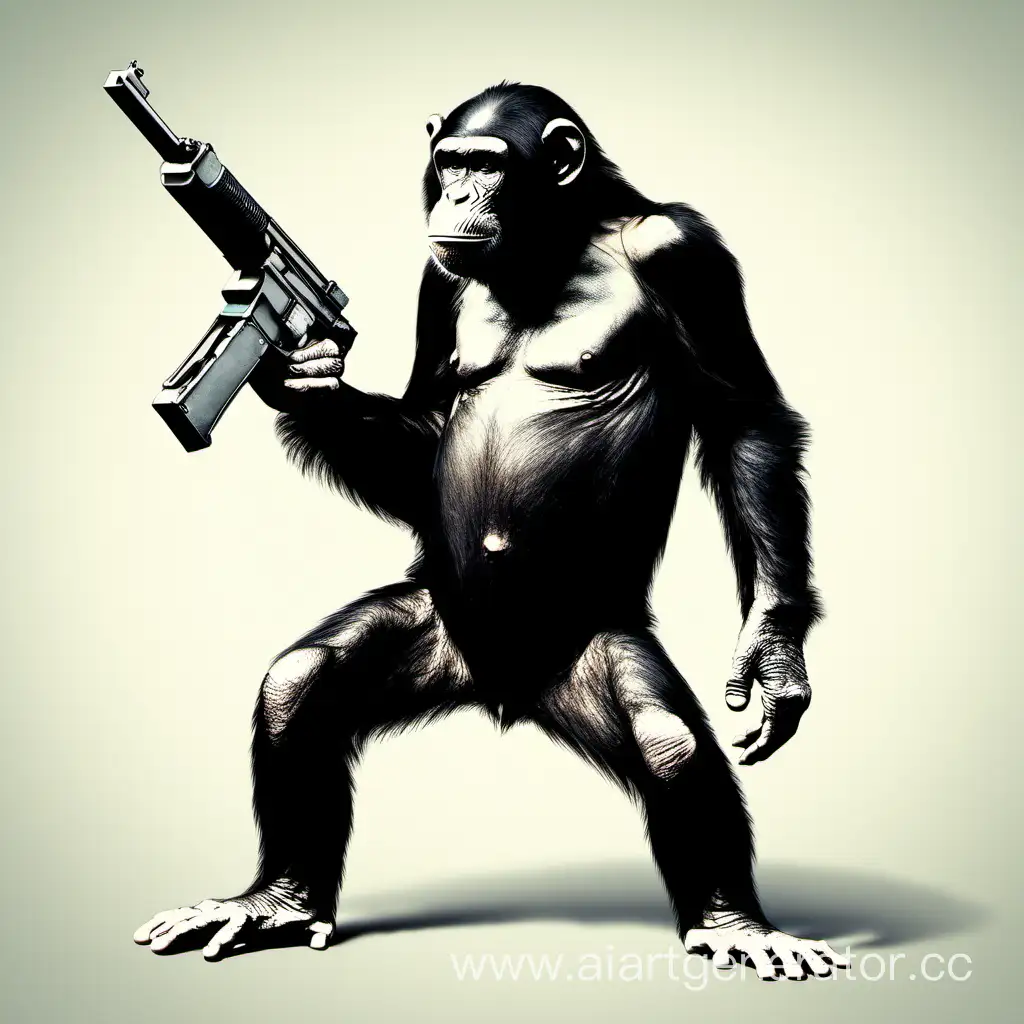 Dominant-Chimpanzee-Standing-Tall-with-Armed-Pose