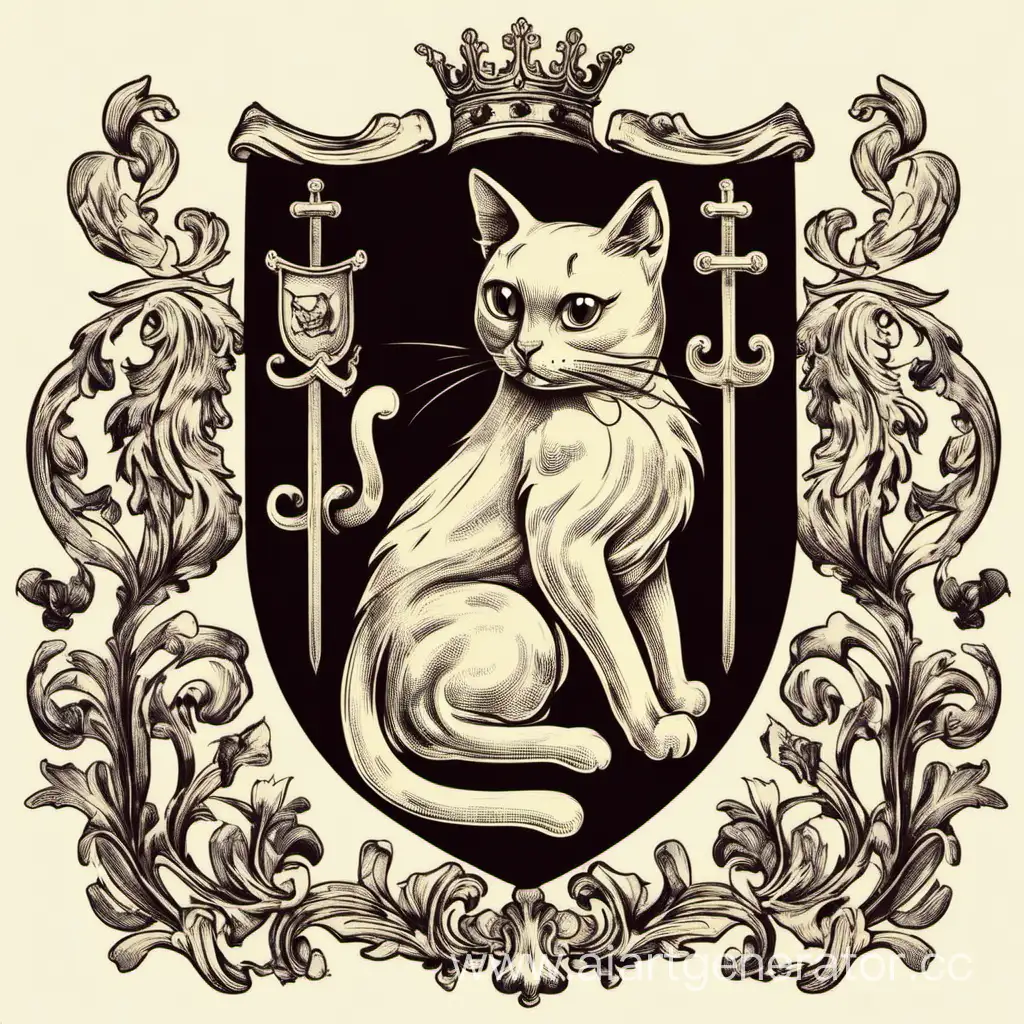 Royal-Coat-of-Arms-Featuring-Majestic-Cat