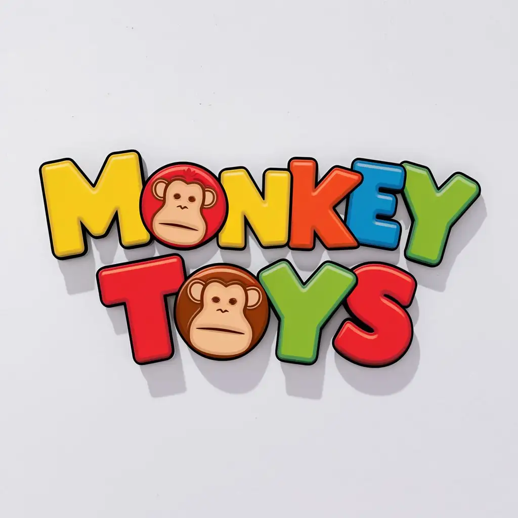 Colorful Monkey Toys on White Background