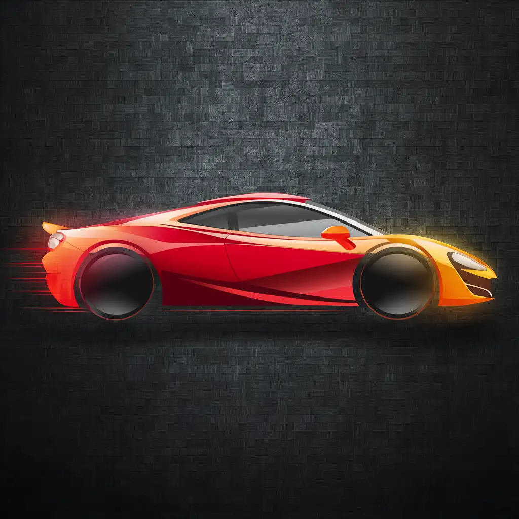 логотип на прозрачном фоне. силуэт автомобиля в красных и оранжевых цветах