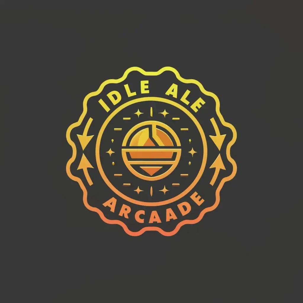 a logo design,with the text "Idle Arcade", main symbol:Retro style coin with a level-up arrow,complex,be used in Entertainment industry,clear background
