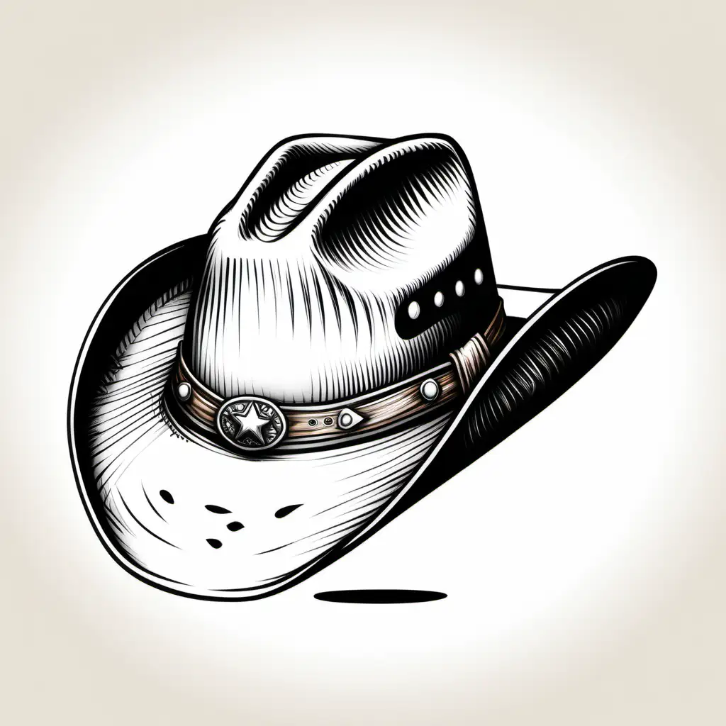 Cowboy Hat Sketch Westerninspired Handdrawn Headgear