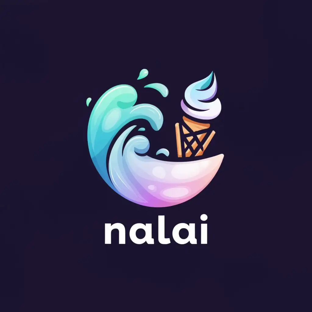a logo design,with the text "Nalai", main symbol:ice cream brand
ocean,complex,clear background