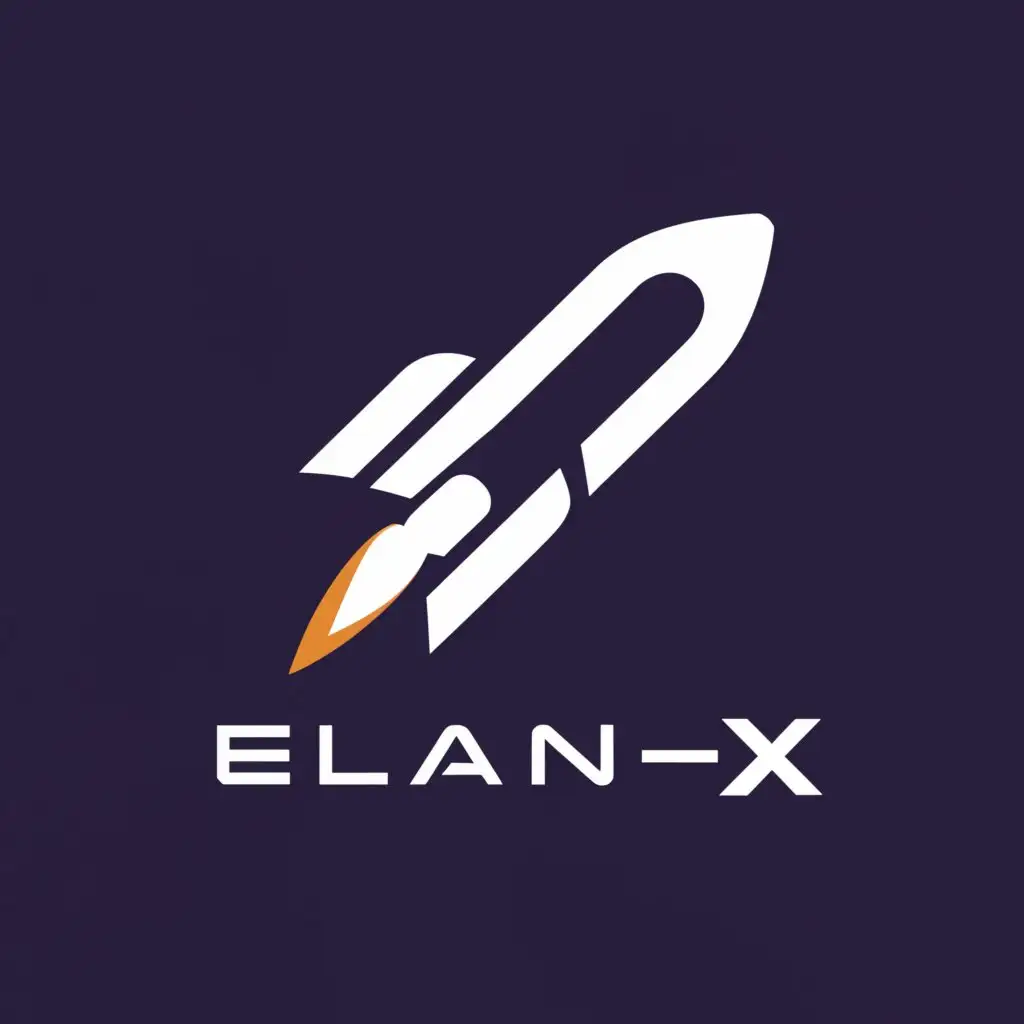 a logo design,with the text "Elan-X", main symbol:spacecraft,Minimalistic,be used in Technology industry,clear background