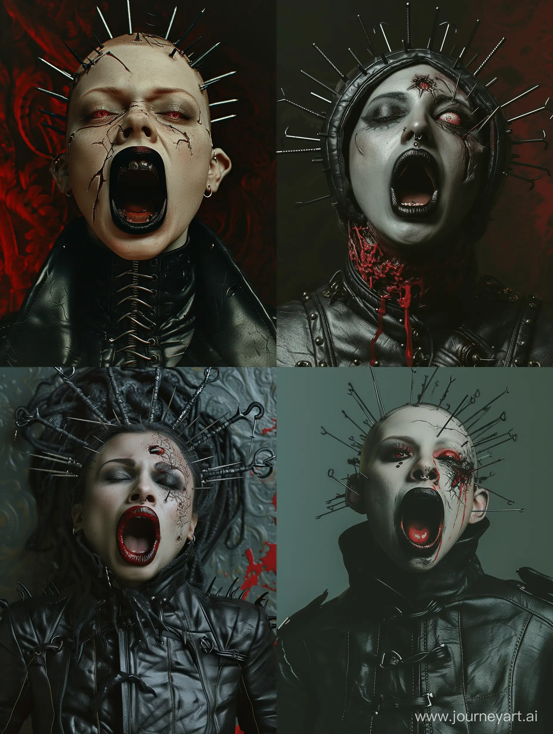 Grotesque-Horror-Portrait-with-Piercings-and-Leather-Coat