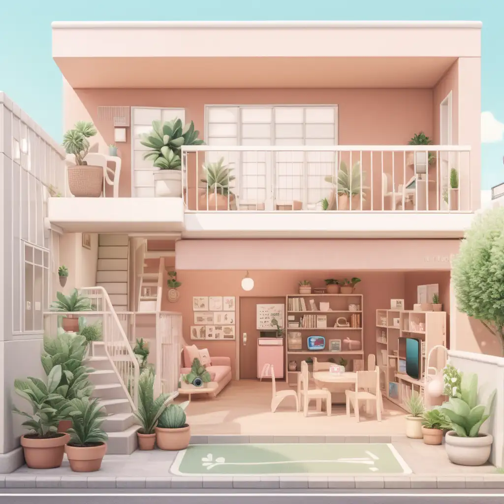 Modern MUJI Style TwoStory House with AR Gaming Console
