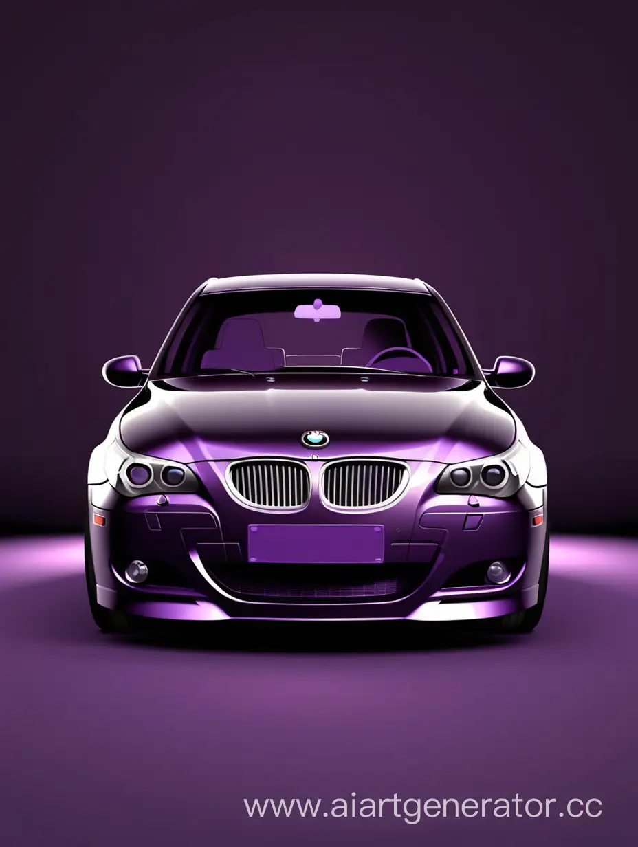 Сгенерируй постер с BMW E60 в темных и фиолетовых оттенках