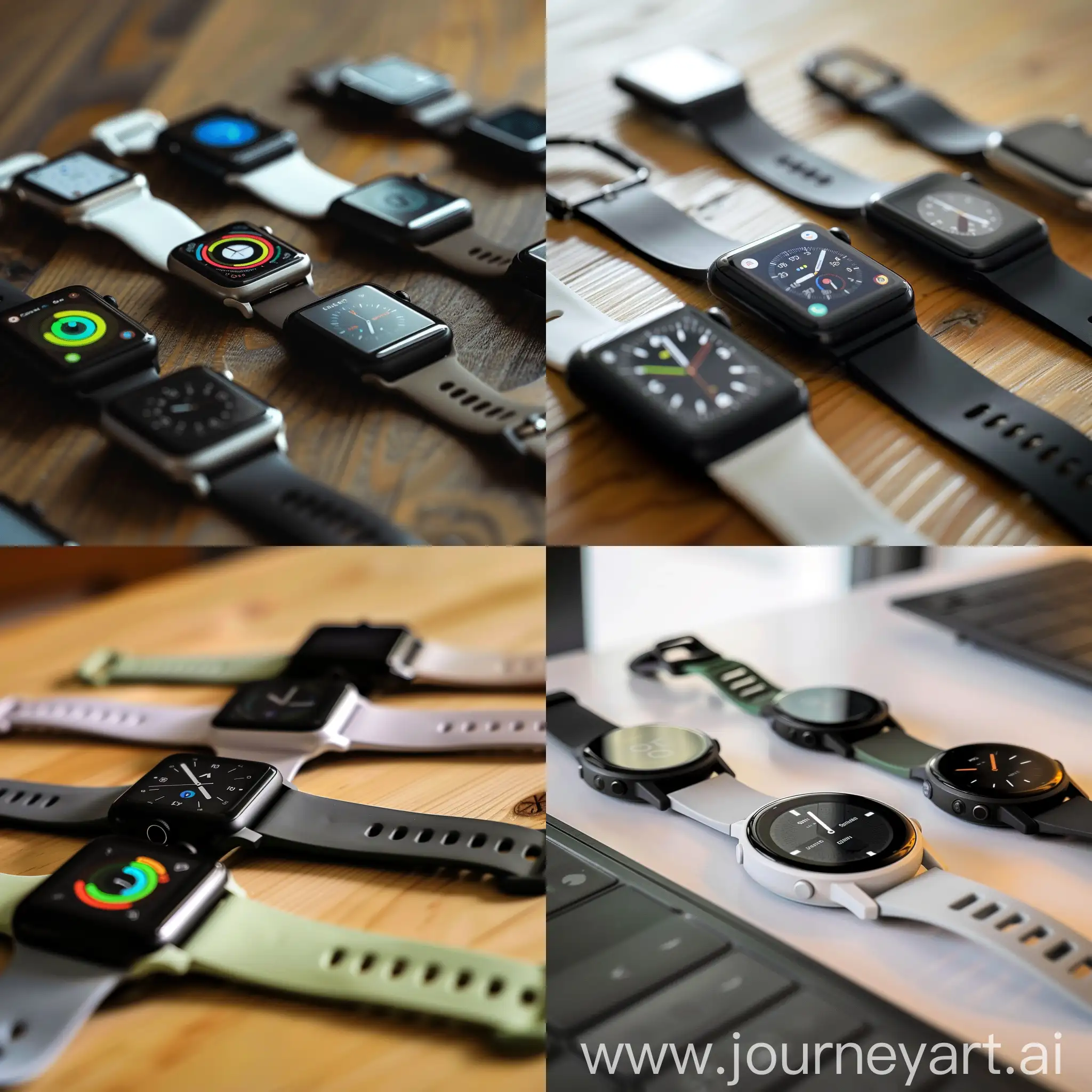 Smartwatches-Arrayed-on-Table-Surface