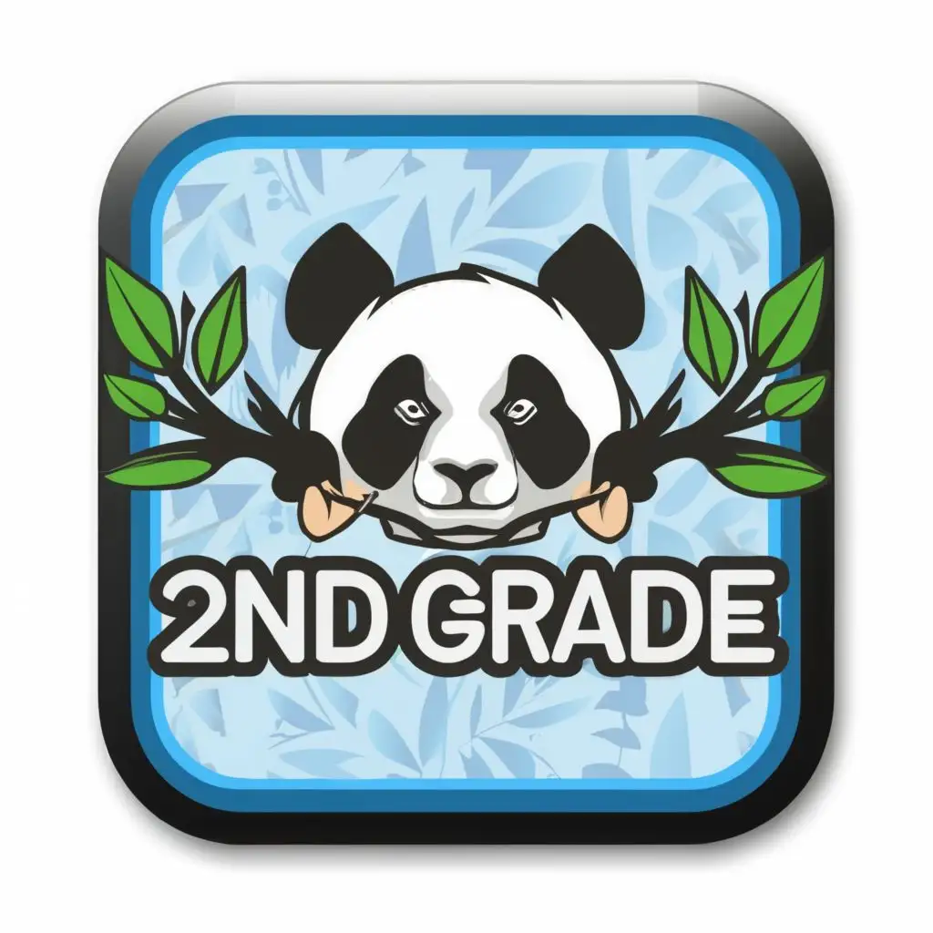 LOGO-Design-For-2nd-Grade-Panda-Themed-Rectangular-Button-for-Educational-Websites