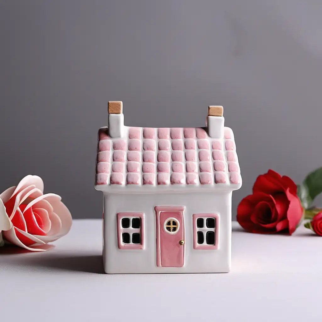 Charming Valentines Day Ceramic Square Small House Decor