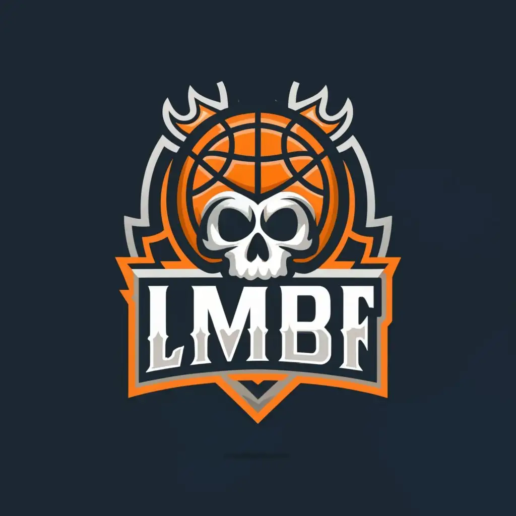 a logo design,with the text "LMBF", main symbol:A skull with a basketball,Moderate,be used in Sports Fitness industry,clear background