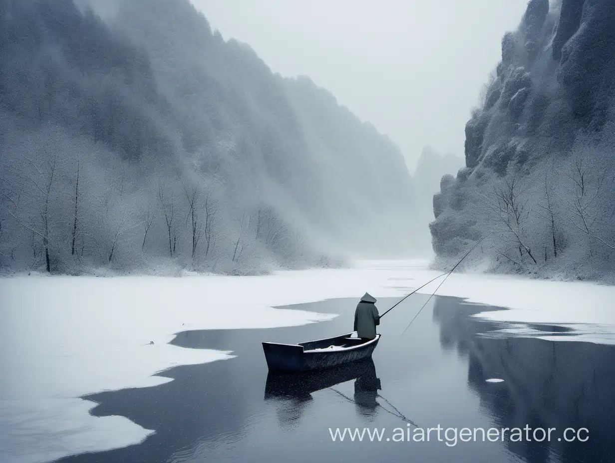 千山鸟飞绝 万径人踪灭  孤舟蓑笠翁 独钓寒江雪