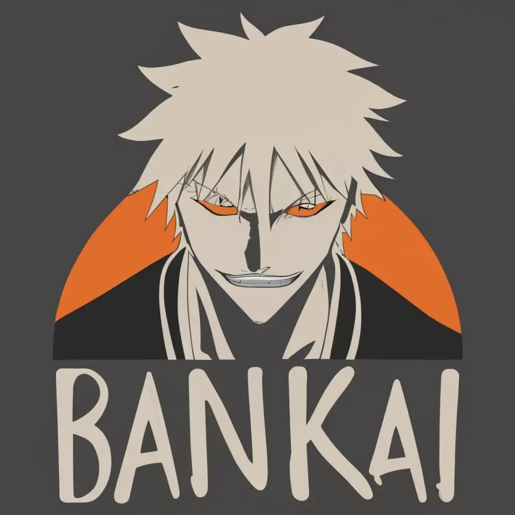 logo, Kurosaki Ichigo in Bankai form, with the text "Bankai", typography