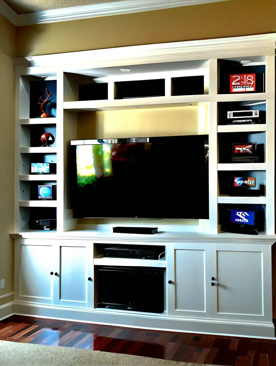 Contemporary Wooden TV Stand with BuiltIn Features