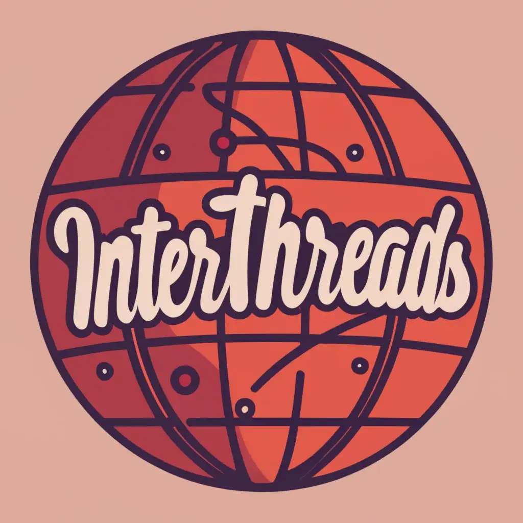 logo, globe, with the text "interthreads
", typography