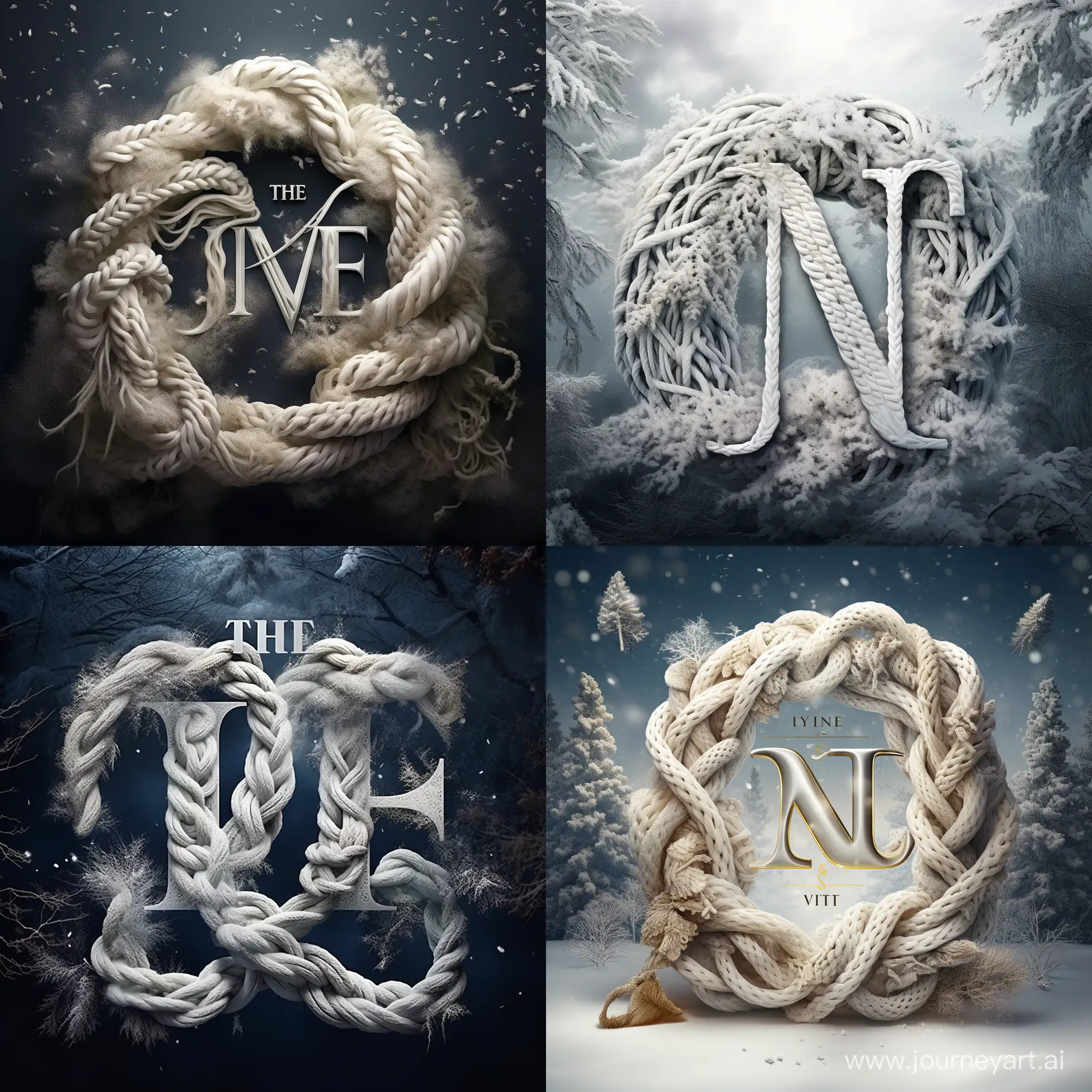 the word 'winter' in rope style, letters in the style of loops