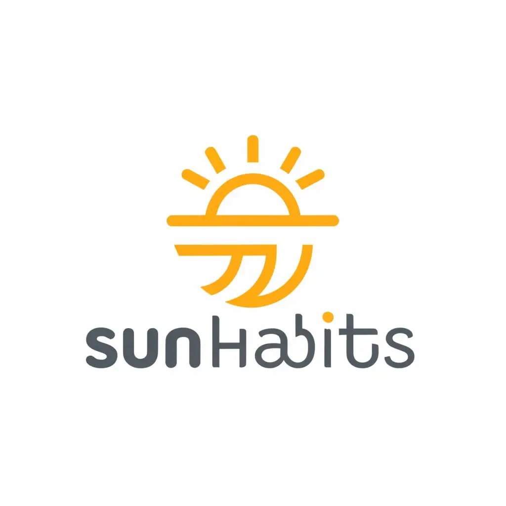 a logo design,with the text "SunHabits", main symbol:a sun,Minimalistic,be used in Internet industry,clear background