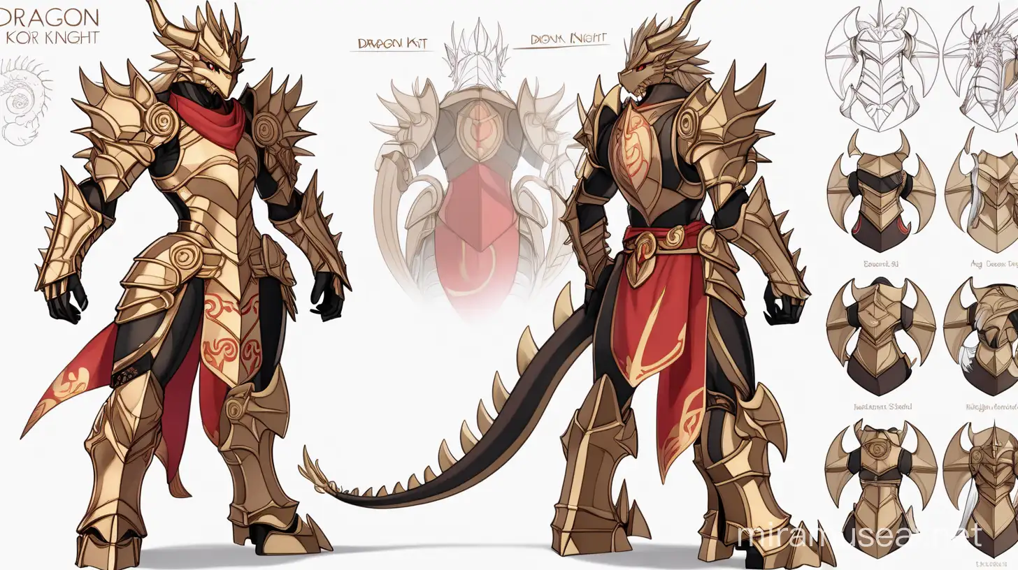 Dragon knight koru reference sheet front and back pose 