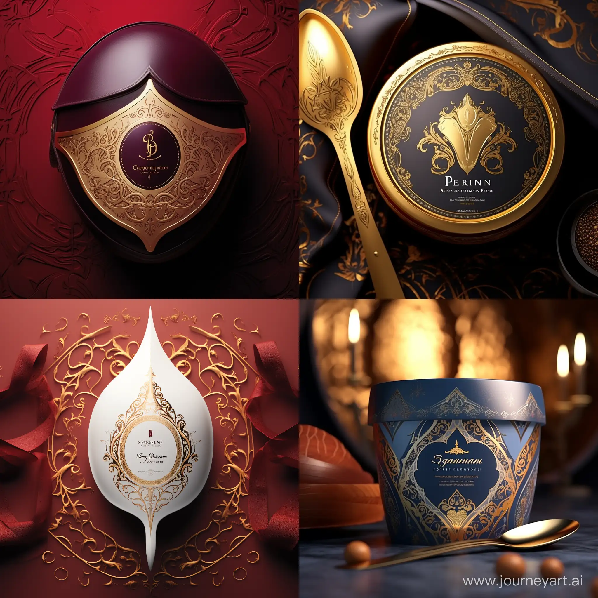 Luxurious-Persian-Saffron-Ice-Cream-Packaging-Inspired-by-Persian-Helmet