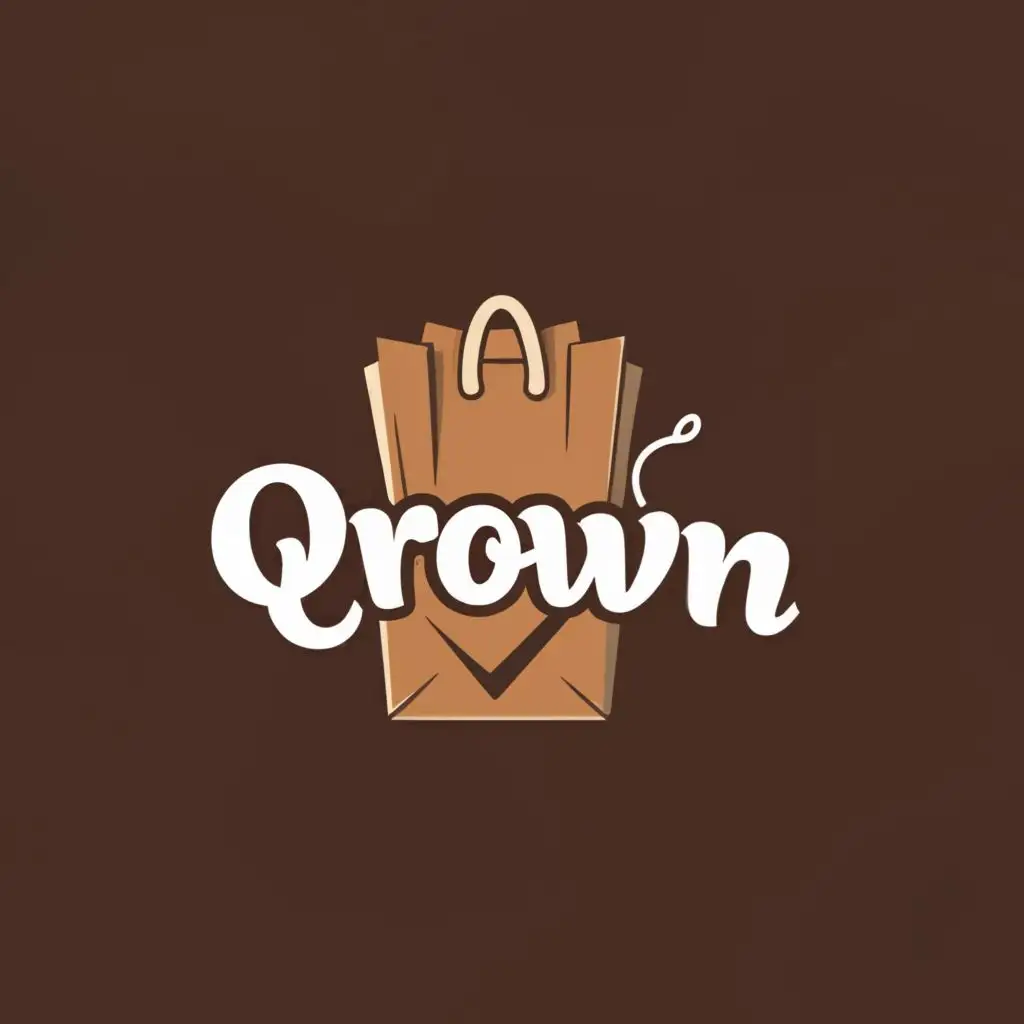 a logo design,with the text "qrown
", main symbol:Brown paperbag,Moderate,clear background