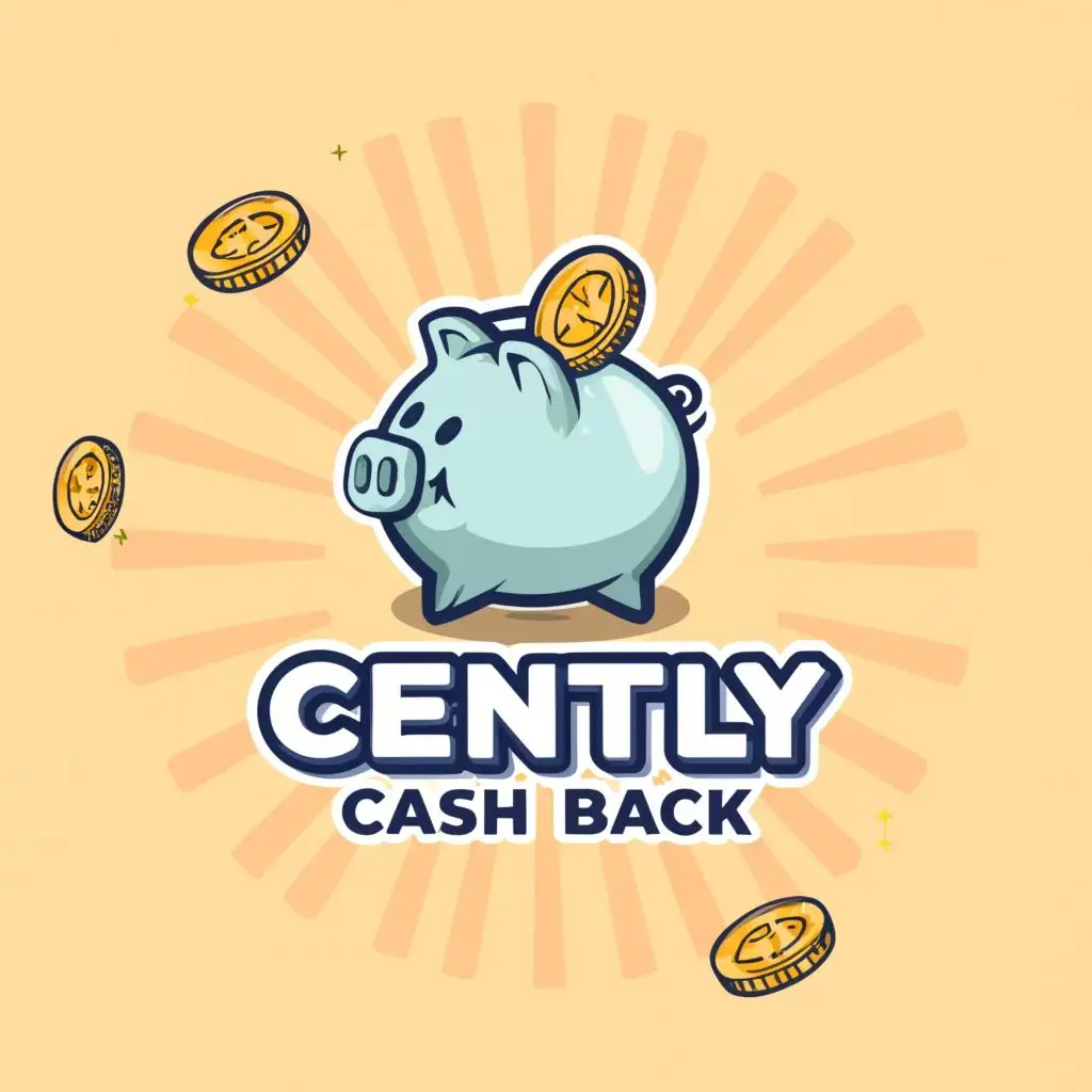 a logo design,with the text "Cently Cash Back", main symbol:cartoon photo of earning cash back with a piggy bank,Moderate,clear background