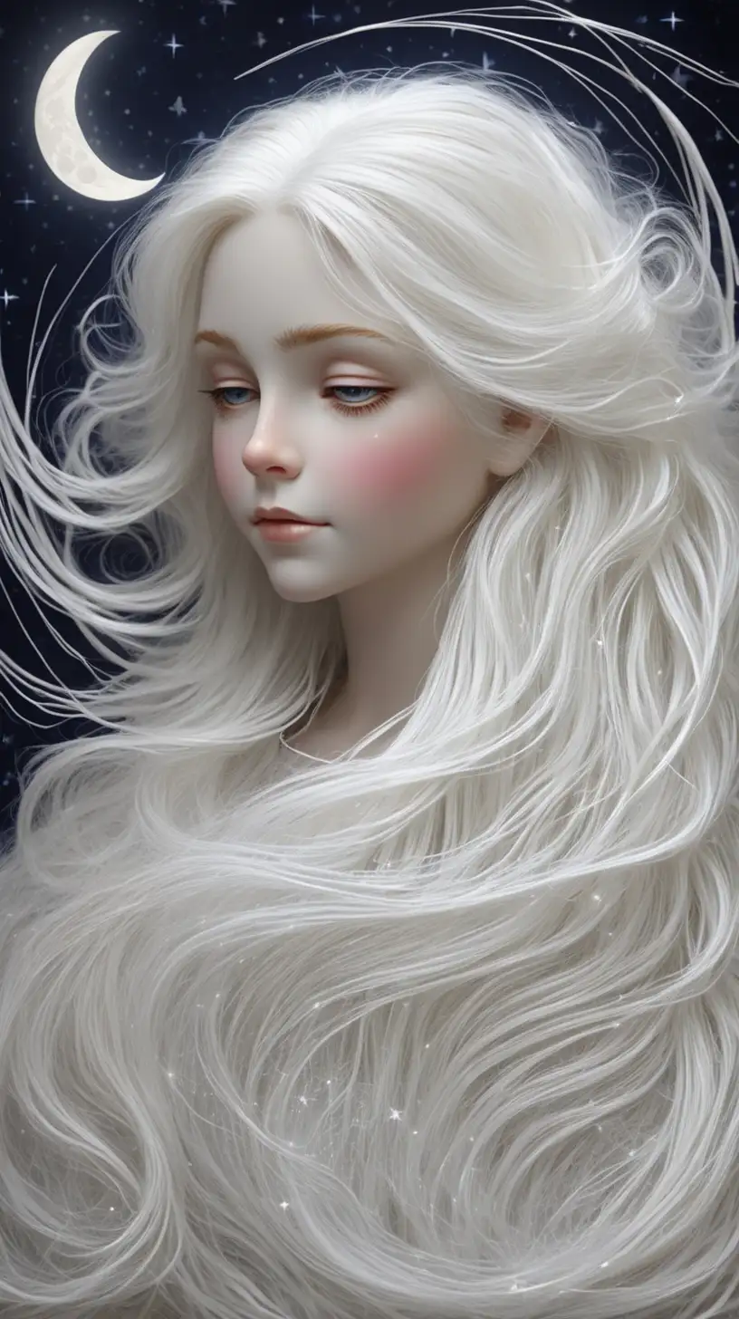 Weaving sparkling hair strands from moon beams, Annie sews happy dreams Woven with starlight, pure and white. Old Annie May, with age-kissed face, “-v 6”
