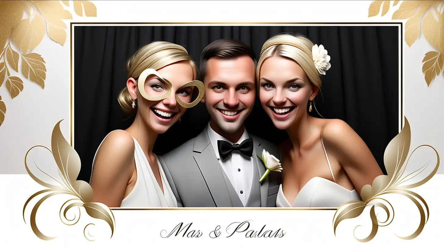 Elegant Wedding Photo Booth Template with Floating Golden Rings