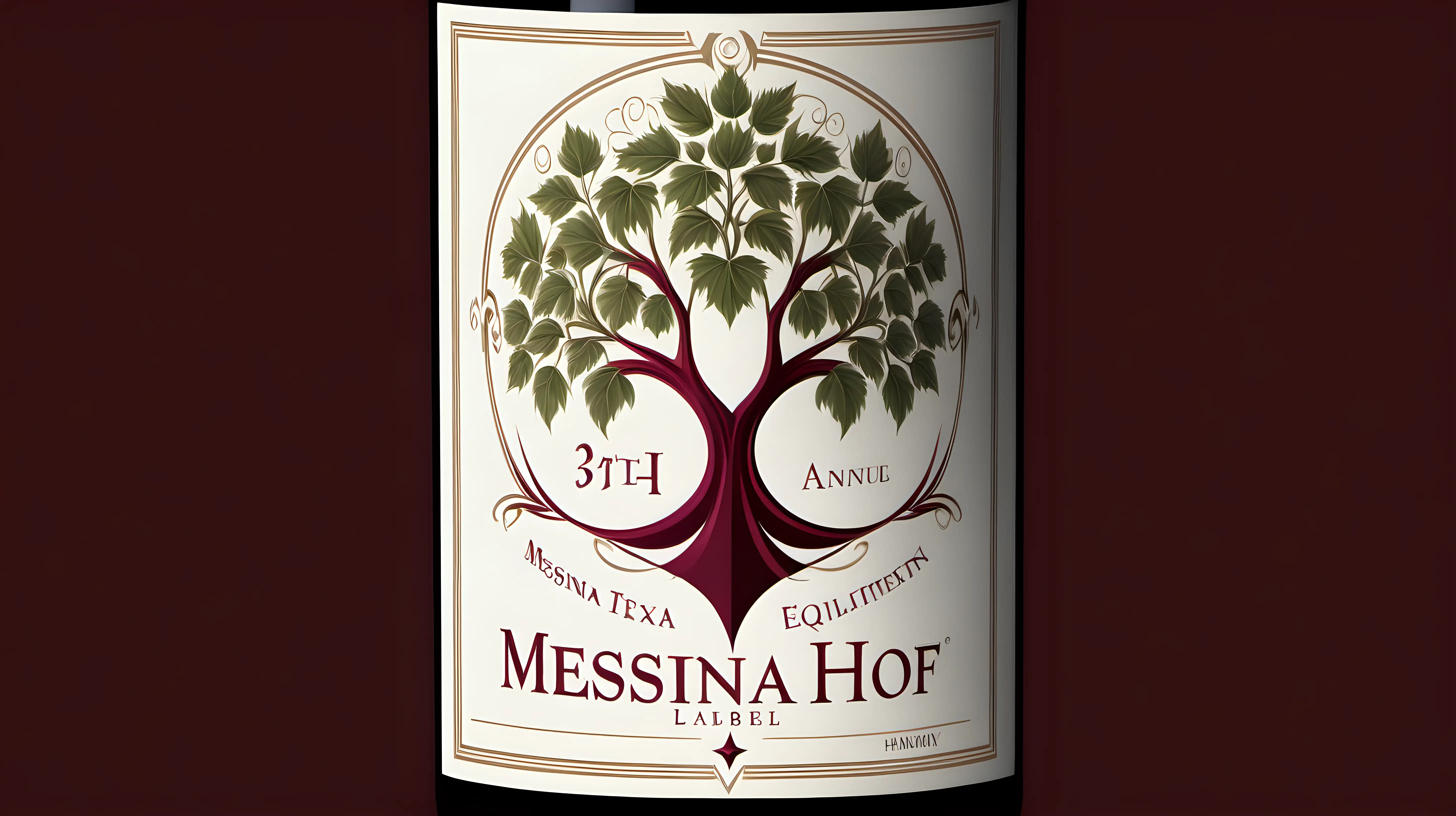 Create an image for  a wine bottle label representing The 34th Annual Messina Hof Texas Artist Wine Label Competition ,the theme of "SYMMETRY." creativity: balance, equilibrium, and harmony. 
