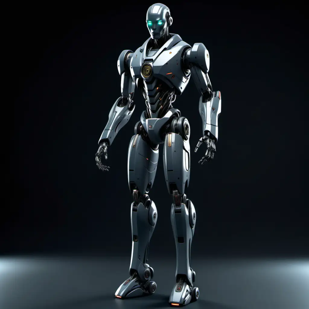 Futuristic Blackish Grey Android with Visible Limbs