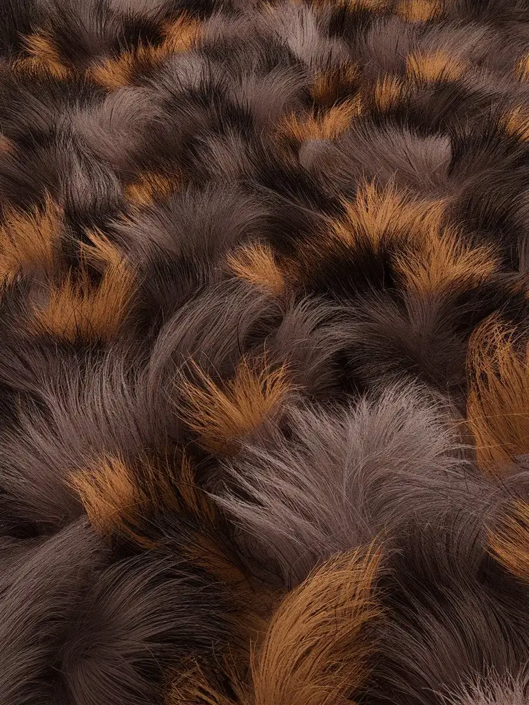 fill the photo with long brushed fur. grey, black, and gold fur. very intricately and microscopically detailed. ultra realistic. fanatically pragmatic 3d blender sfm compositions. no face. only fur texture