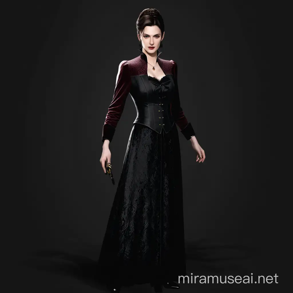 resident evil devil may cry silent hill vampyr sherlock holmes 2009 PS3 game mary reid irene adler brown very long hair victorian goth morticia