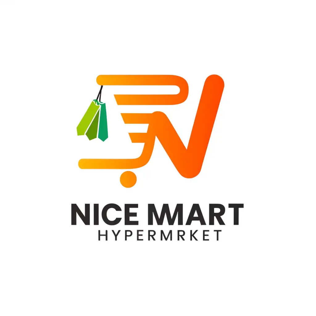a logo design,with the text "N", main symbol:Nice Mart hypermarket with trolley,Moderate,be used in Retail industry,clear background