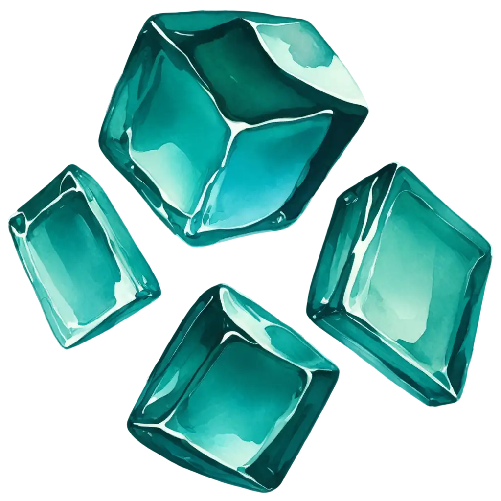 Exquisite-Watercolor-Ice-Cube-in-Teal-Blue-A-Stunning-PNG-Image