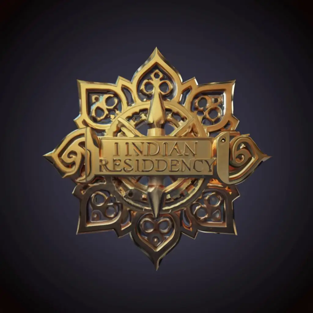 logo, 3D logo for a discord server, with the text "Indian Residency", typography