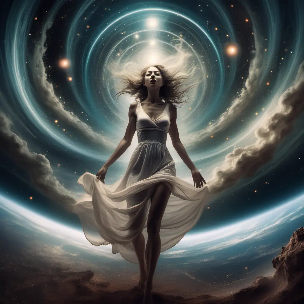 otherworldly depiction of a woman. making her transition into something wonderful

