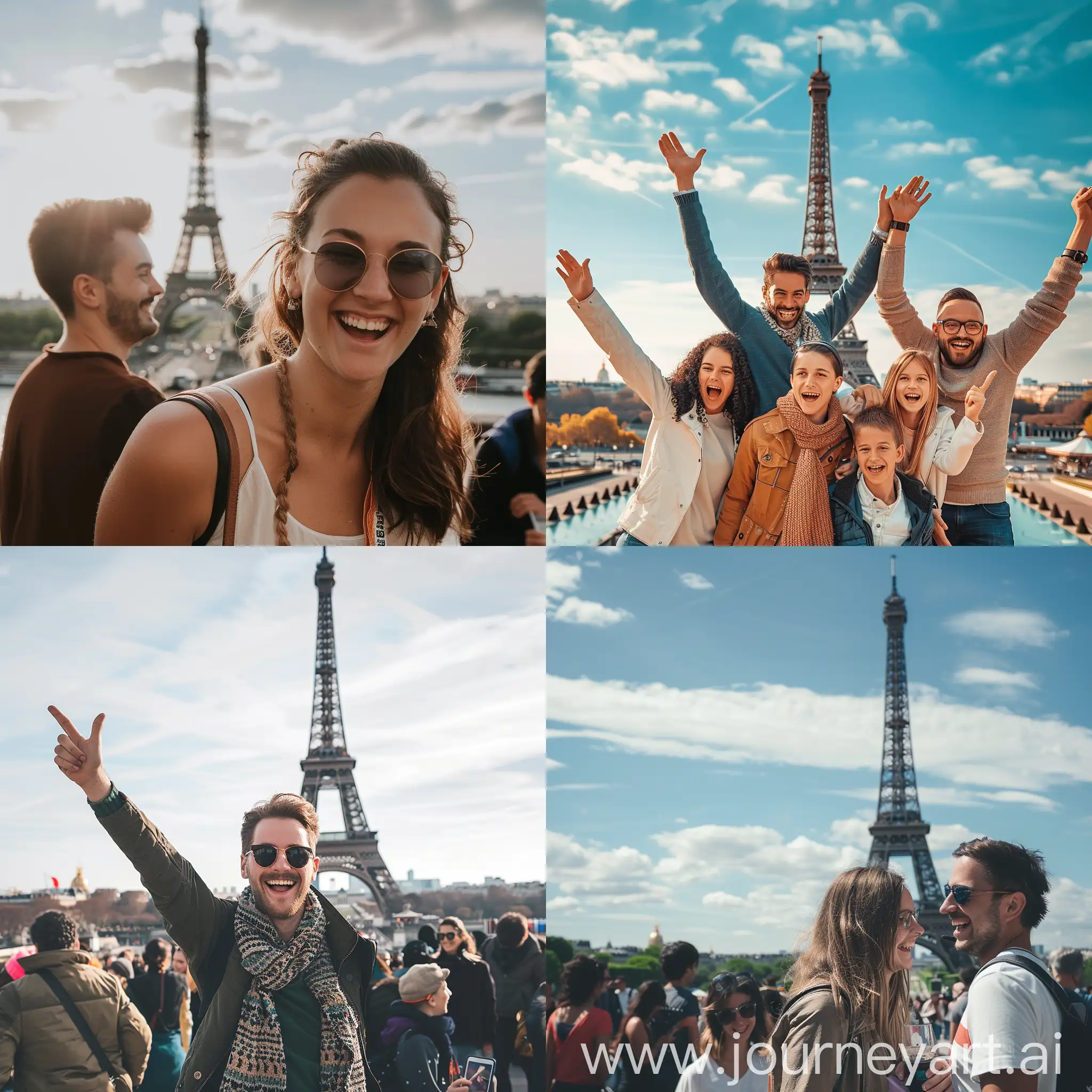 Generate picture of happy people at paris
