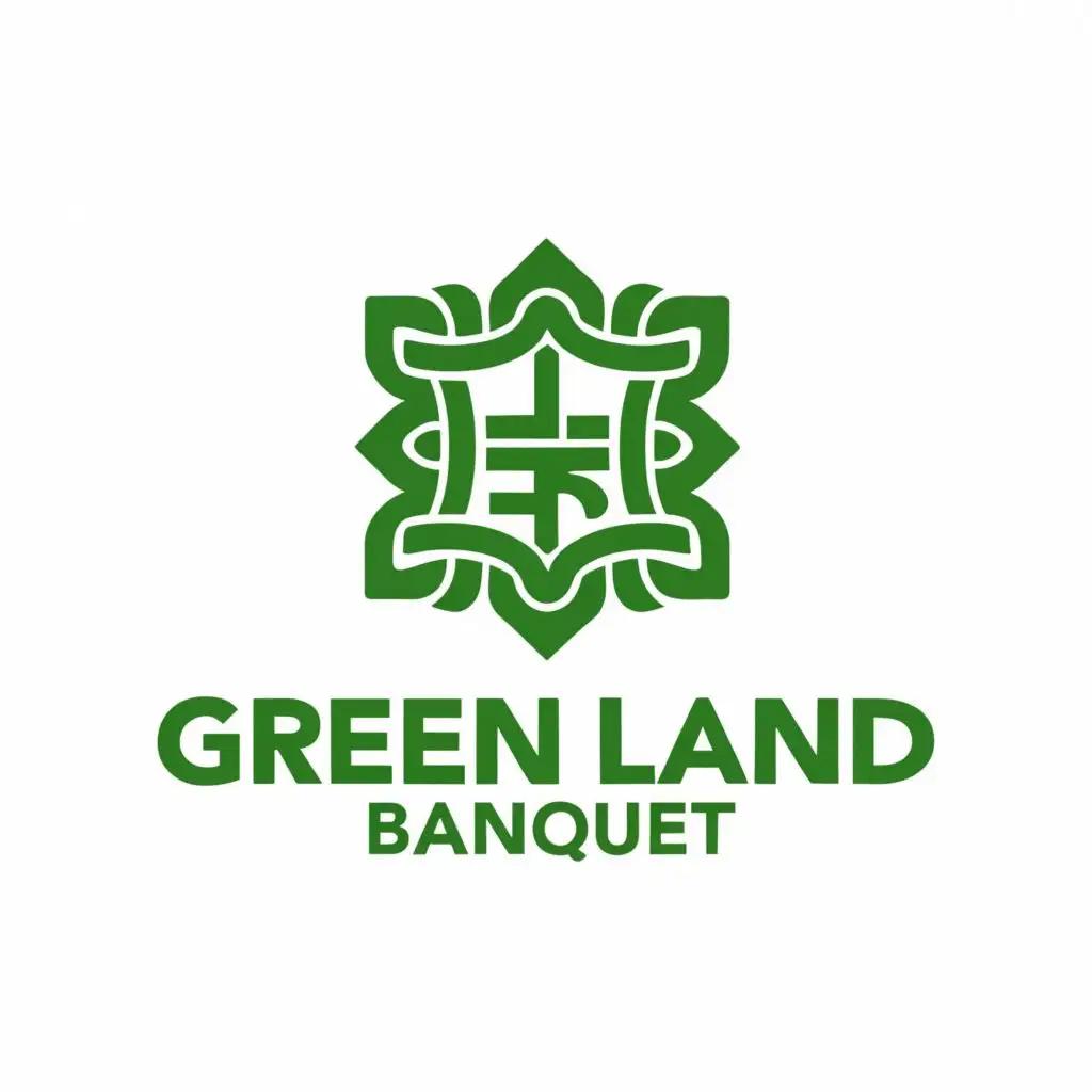 LOGO-Design-for-Green-Land-Banquet-Elegant-Swastik-Symbol-with-Typography-for-Events-Industry