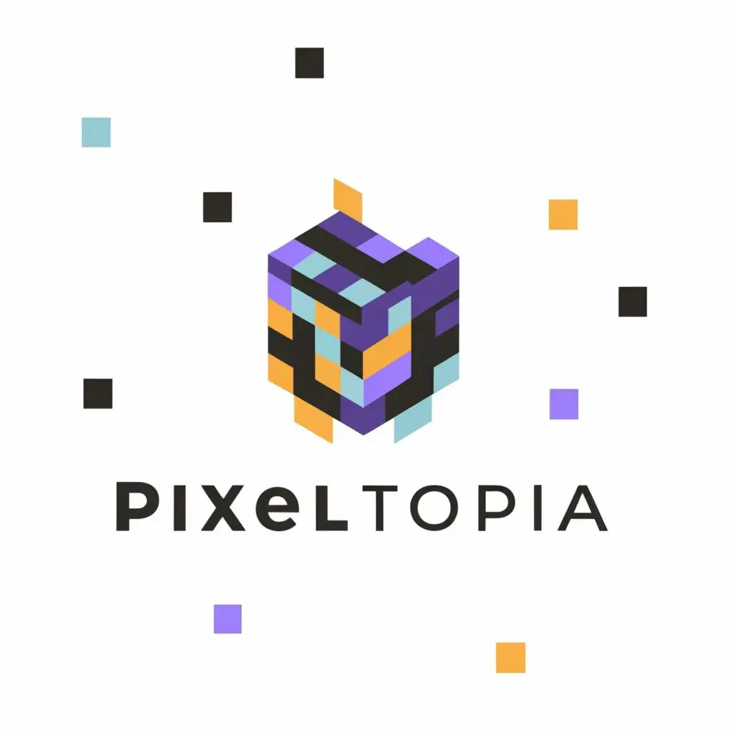 a logo design,with the text "pixeltopia", main symbol:block,Moderate,clear background
