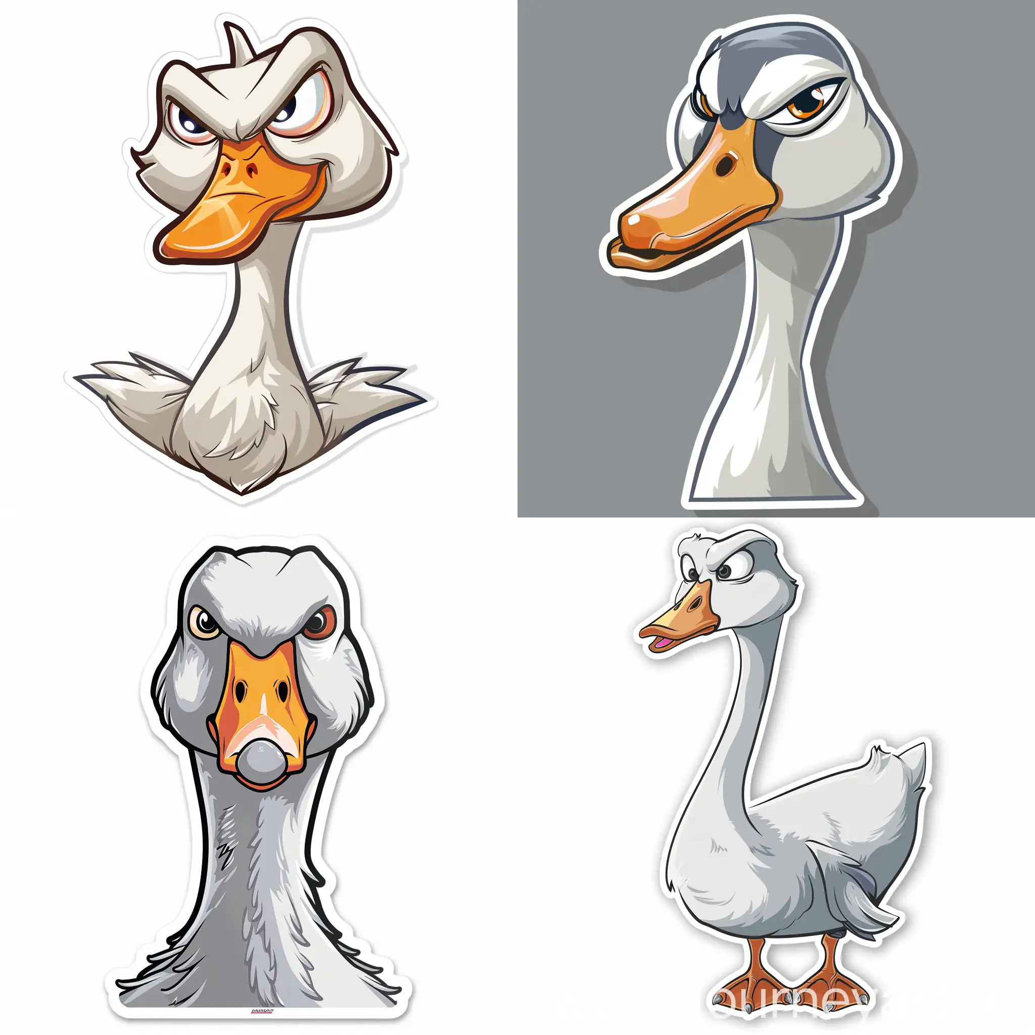 Cartoon-Goose-Sticker-Bold-and-Assertive-Goose-Illustration