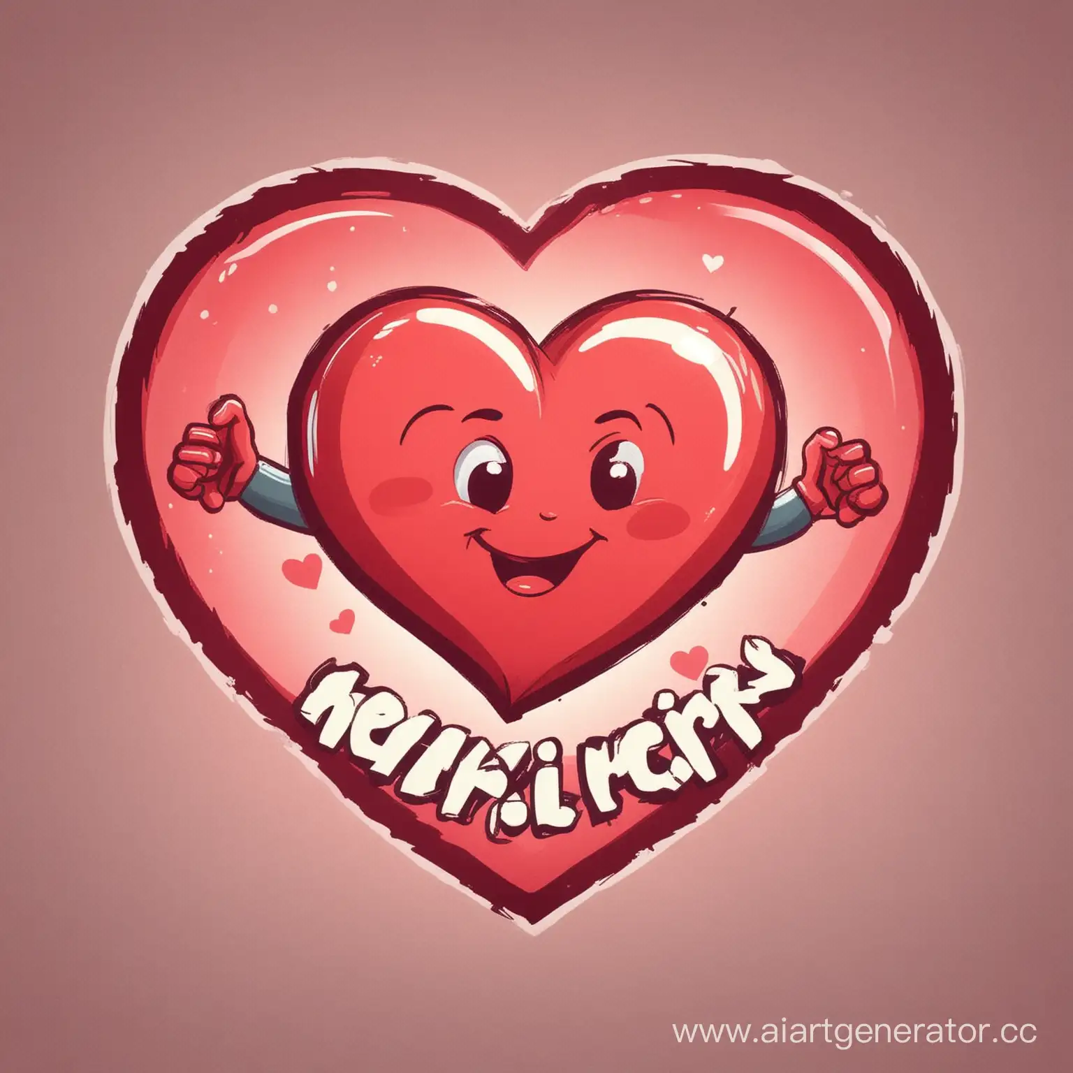 heart running cartoon logo