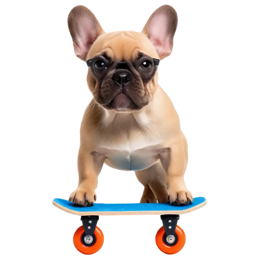 cute and cool French bulldog skateboarding