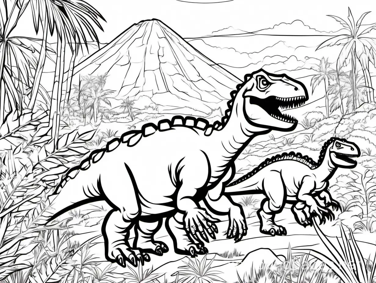 Dinosaur-Coloring-Page-for-Kids-Zdenk-Michael-Frantiek-Burians-Black-and-White-Line-Art