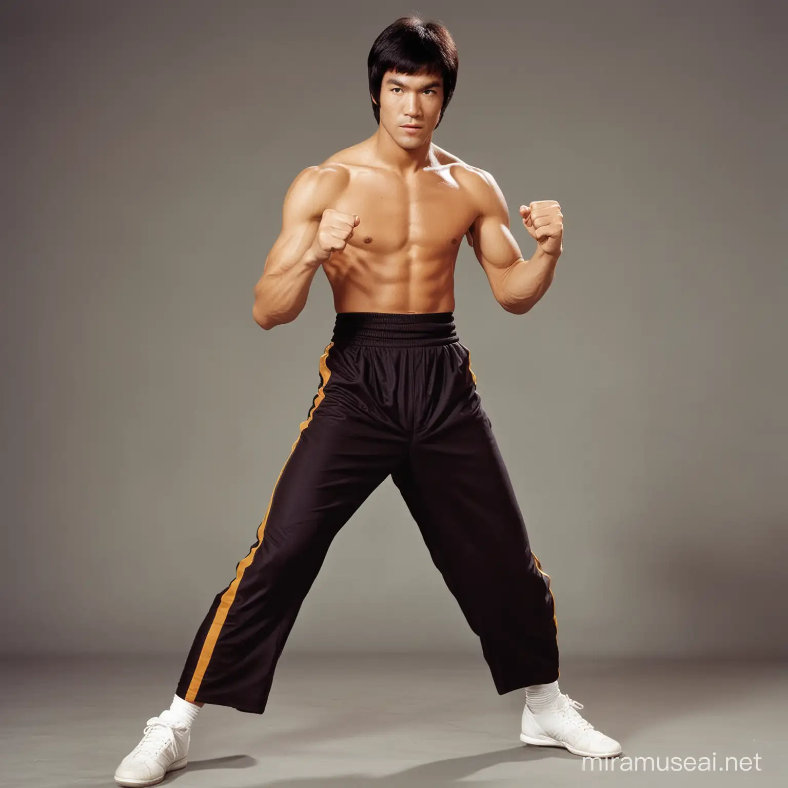 Bruce Lee in Action Iconic Martial Artist Demonstrating Jeet Kune Do Techniques