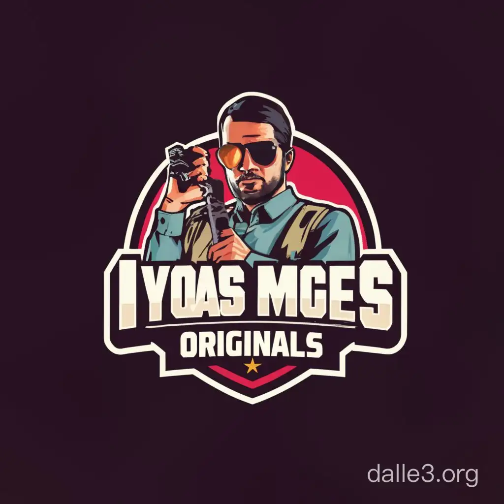 a logo that says ''IYOAS MOGES originals'' by best script with a tech like background and gaming script style which focuses on gaming and coding and grand theft auto scene