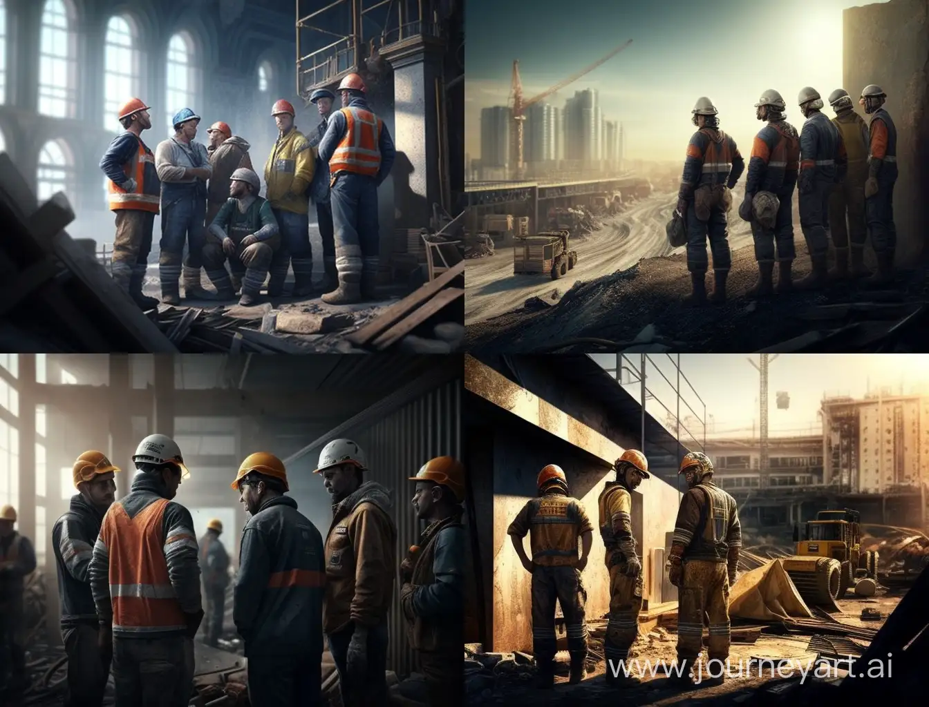 Russian-Construction-Workers-in-Helmets-at-the-Start-of-the-Work-Day