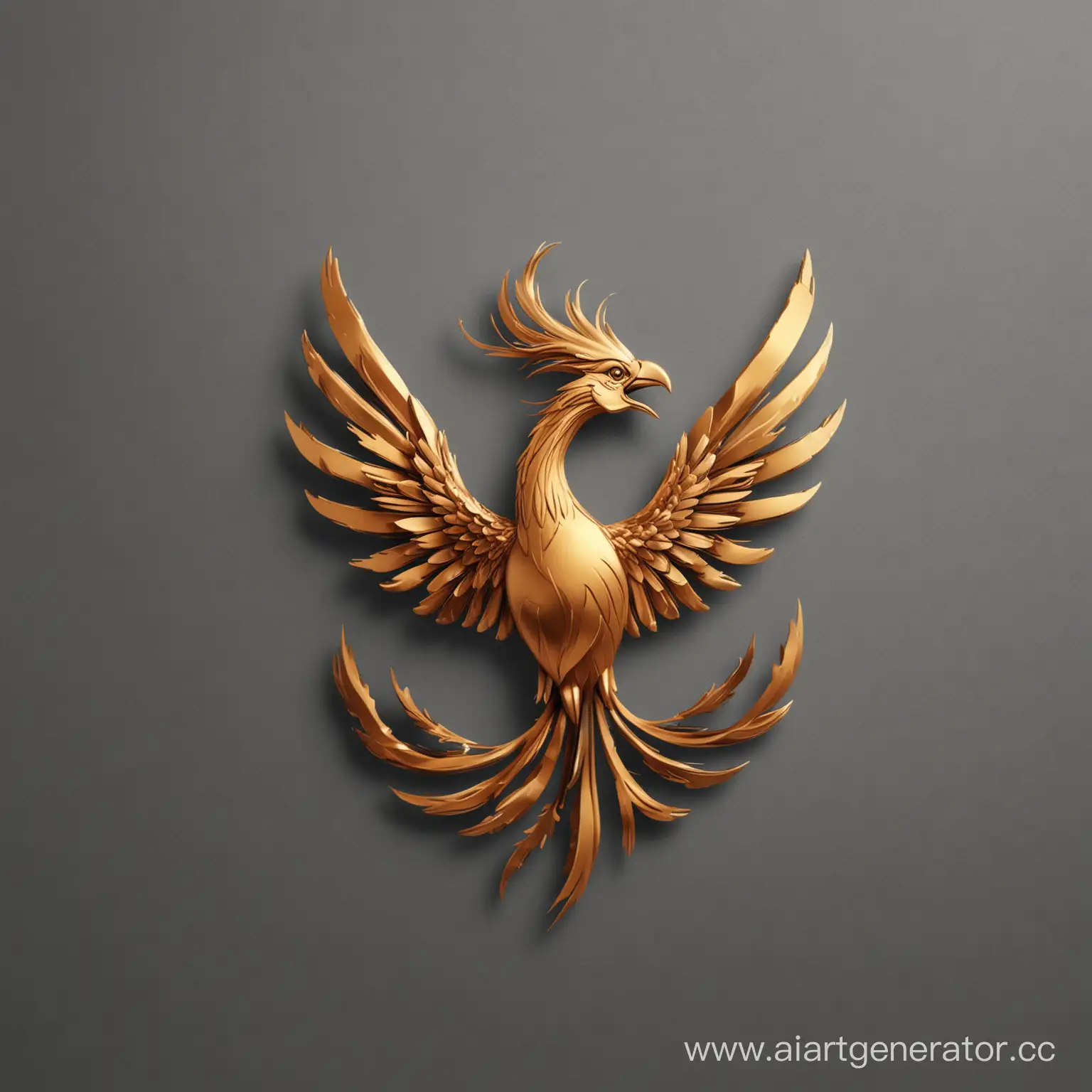 Птица феникс логотип для гостиницы на сером фоне