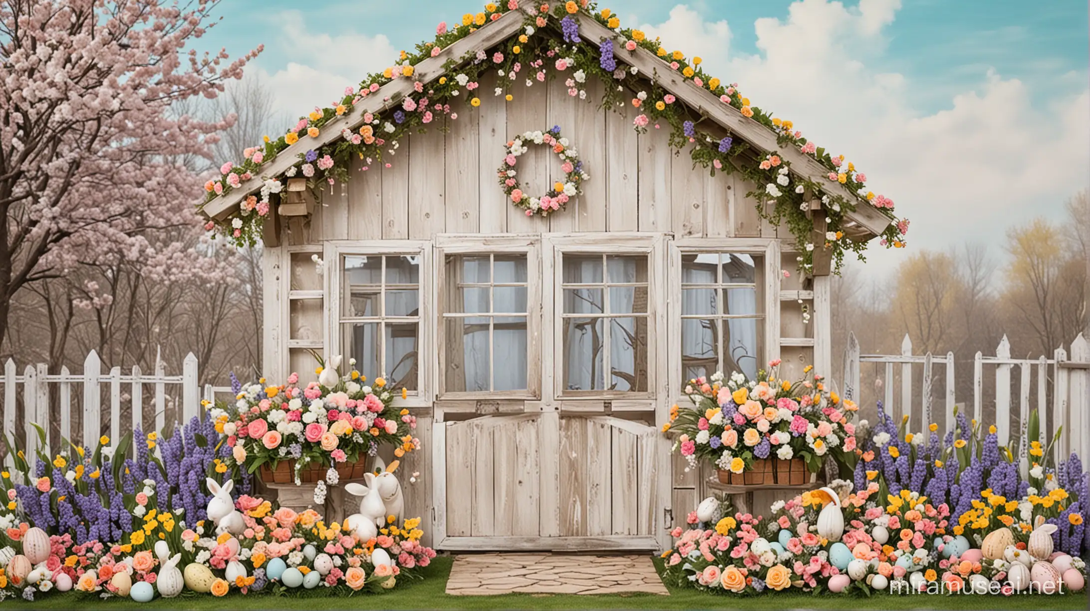 SpringEaster Backdrop Flower House Designed