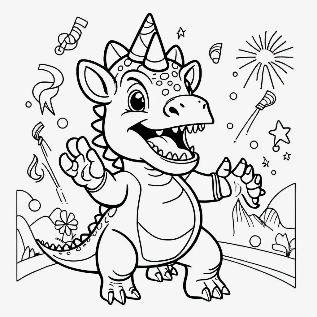 Triceratops Coloring Page Dinosaur Dance Party for Kids