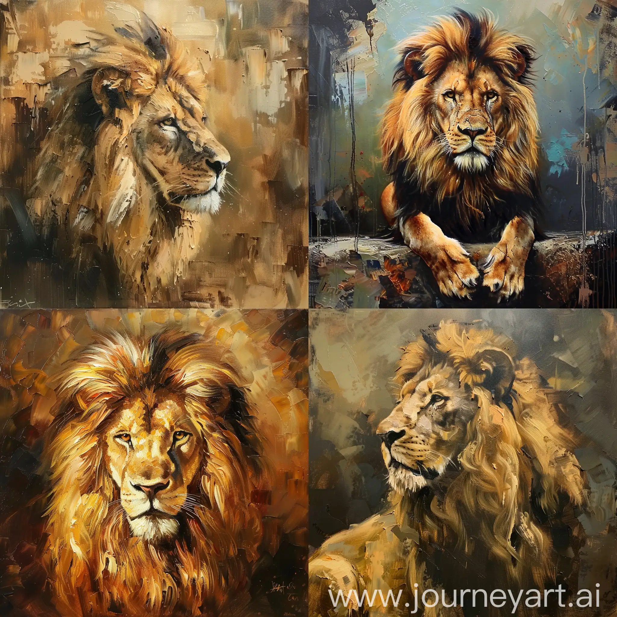 Oil painting style lion