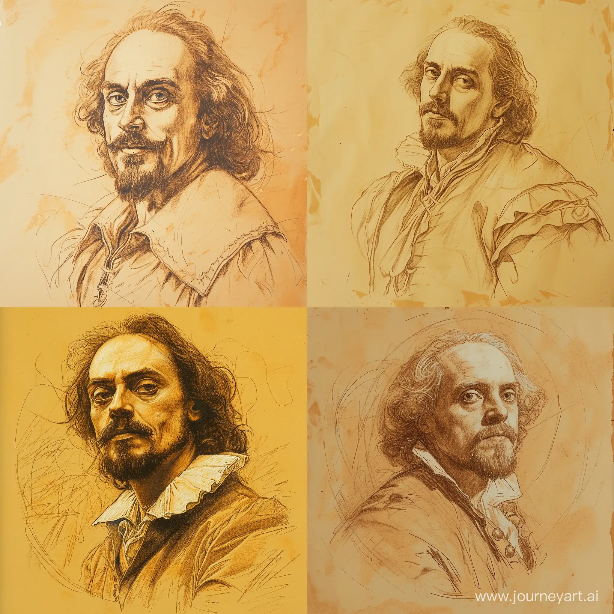 colored pencil draft, sketched in sepya on ocra vintage paper, detailed, a study in academic style  ,honour of Shakespeare
